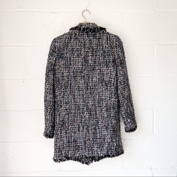Zara Metallic Tweed Boucle Jacket Pearl Buttons - Picture 9 of 11